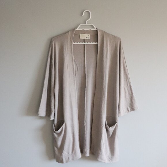 Aritzia Wilfred Free Womens Grey Sz S Zlata Open Front Light Cardigan Sweater - Picture 1 of 9